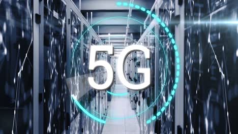 5G-text-on-circles-against-network-of-connections-over-server-room