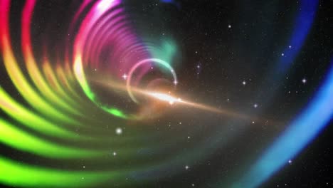 Glowing-spiral-tunnel-against-space-in-background