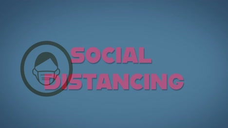 Text-Zur-Sozialen-Distanzierung-Gegen-Das-Gesichtsmaskensymbol-Einer-Frau-Auf-Blauem-Hintergrund