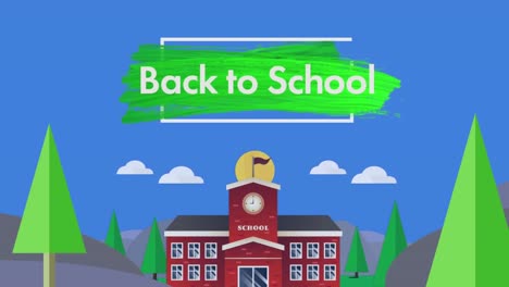 Back-To-School-text-against-school-building-and-blue-sky
