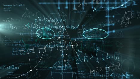 Mathematical-equations-floating-against-black-background