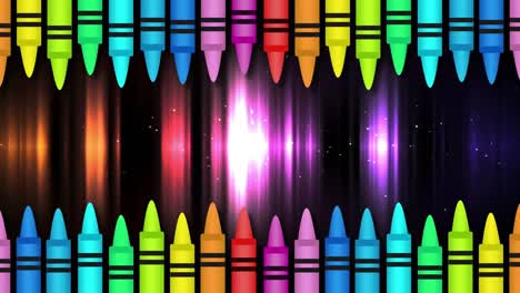 Varios-Crayones-Contra-Estelas-De-Luz-Coloridas
