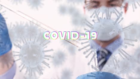 Células-De-Coronavirus-Extendiéndose-Sobre-El-Médico-Con-Máscara.
