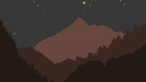 Animation-of-mountains-against-night-sky-in-background