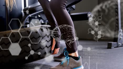 Mädchen-Workout-Pull-Up-Rad-über-Animiertem-Hintergrund.