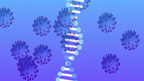 DNA--Und-Coronavirus-Zellen-Fliegen-über-Blauem-Hintergrund.