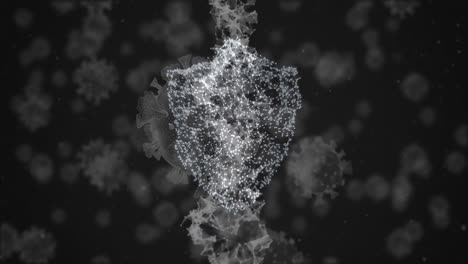 DNA--Und-Coronavirus-Zellen-Fliegen-über-Schwarzem-Hintergrund.