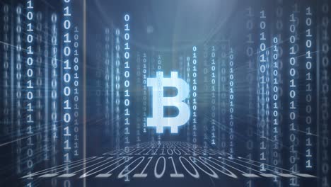 Símbolo-Bitcoin-Brillante-Sobre-Procesamiento-De-Datos-De-Codificación-Binaria.