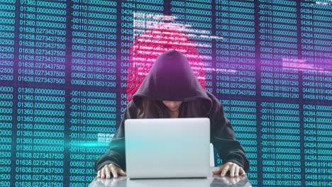 Hackerin-Nutzt-Laptop-Gegen-Cyber-Sicherheitsdatenverarbeitung