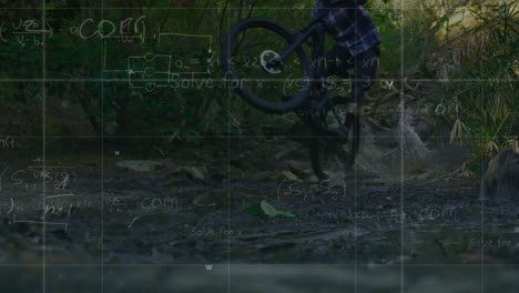 Mathematical-equations-against-man-cycling-in-forest