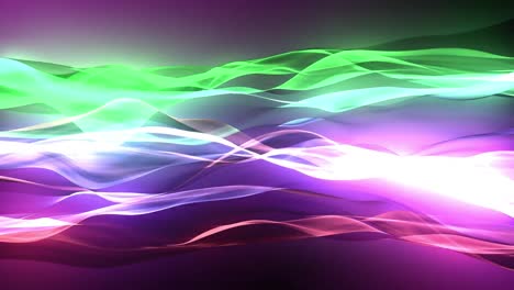 Leuchtende-Wellen,-Die-Sich-Vor-Violettem-Hintergrund-Bewegen