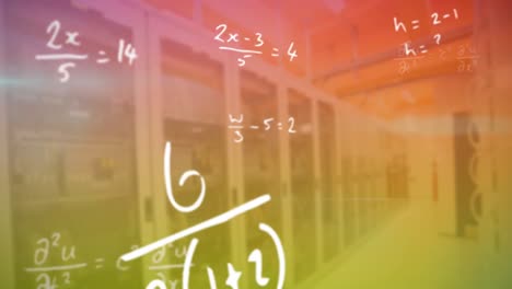 Ecuaciones-Matemáticas-Moviéndose-Contra-La-Sala-De-Servidores