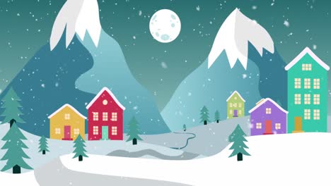 Animation-Der-Weihnachtlichen-Winterszene