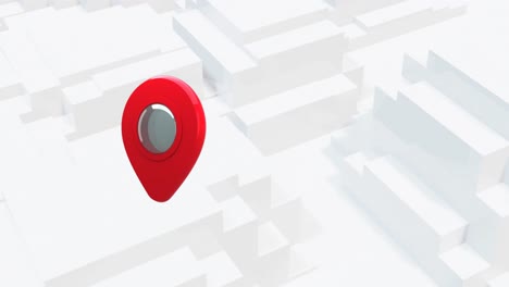 GPS-location-markers-floating-against-moving-blocks-on-white-background