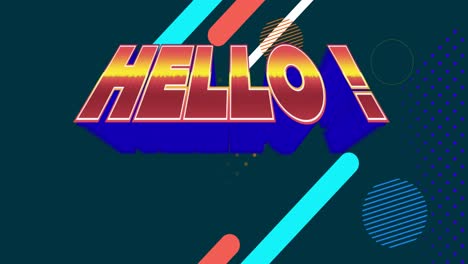 Hello-text-and-abstract-shapes-moving-on-blue-background