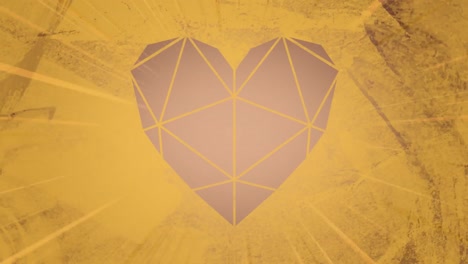 Corazón-Facetado-Contra-Fondo-Amarillo-Texturizado