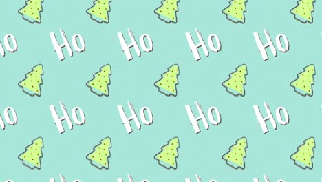 Christmas-pattern-Ho-text-animation-over-green-background