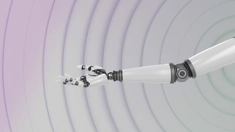 Roboterhand-Gegen-Konzentrische-Kreise-Auf-Weißem-Hintergrund