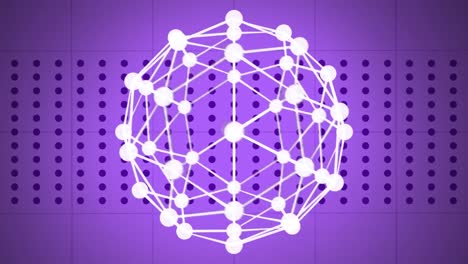 Globe-of-network-of-connection-over-grid-lines-against-purple-background