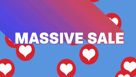 Massive-Sale-text-against-red-hearts-icons-on-blue-background