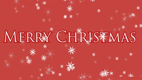Snowflakes-falling-over-Merry-Christmas-text-on-red-background