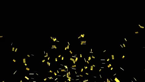 Golden-confetti-falling-against-black-background