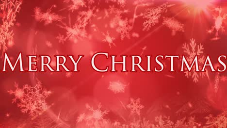 Snowflakes-falling-over-Merry-Christmas-text-against-red-background