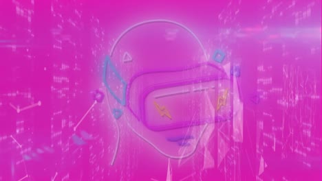 Person-wearing-VR-headset-icon-against-glowing-tunnel-on-pink-background