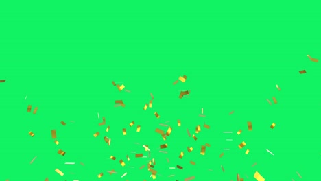 Golden-confetti-falling-against-green-screen