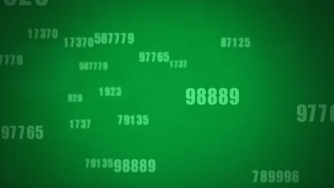 Multiple-numbers-changing-against-green-background