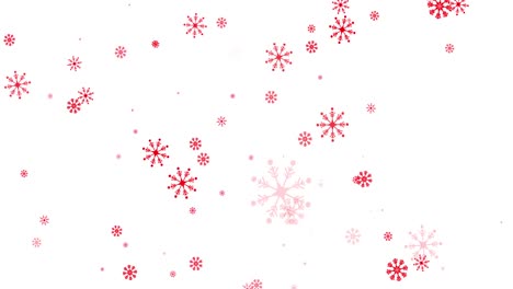 Red-snowflakes-falling-against-white-background