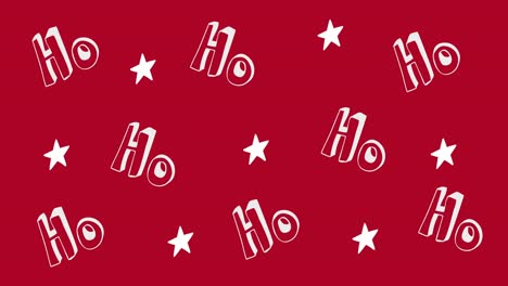 Multiple-Ho-text-and-stars-moving-against-red-background