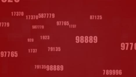 Multiple-numbers-changing-against-red-background