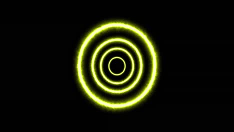 Multiple-neon-circles-forming-and-changing-color-against-black-background