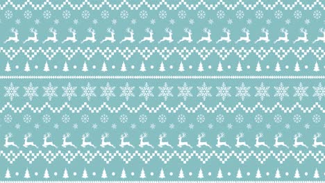 Traditional-Christmas-pattern-with-reindeers-and-stars-moving-against-green-background