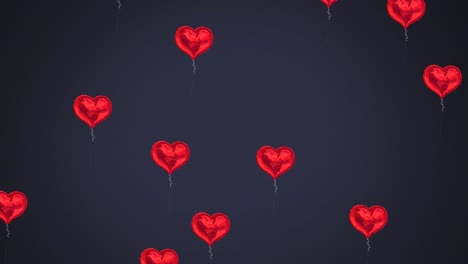 Multiple-heart-shaped-balloons-floating-against-black-background