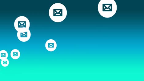 Multiple-envelope-icons-floating-against-green-background