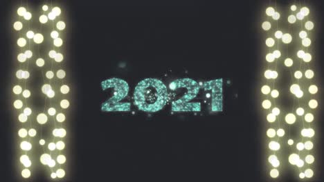 Neon-2021-text-and-glowing-fairy-lights-against-fireworks-exploding-on-black-background