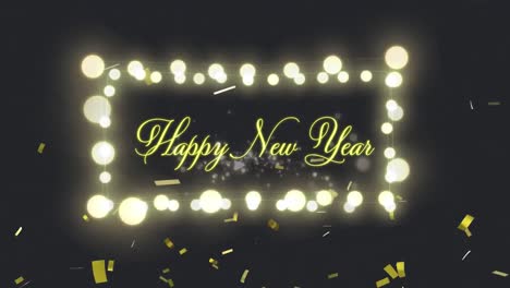 Confetti-falling-over-Happy-New-Year-text-and-fairy-lights-on-black-background