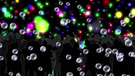 Luftblasen-Schweben-über-Silhouetten-Tanzender-Menschen