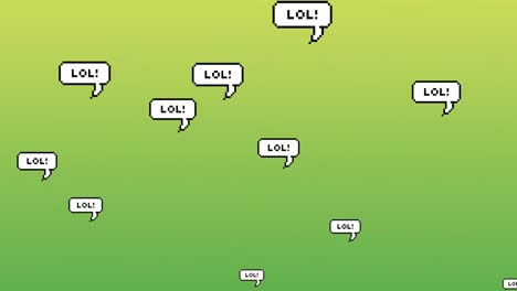 Lol-text-on-speech-bubbles-floating-against-green-background