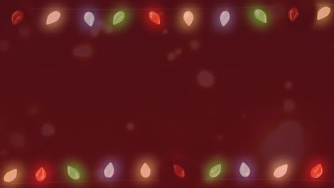 Leuchtende-Lichtpunkte-Und-Lichterketten-Vor-Rotem-Hintergrund