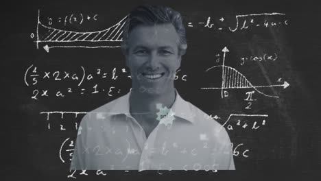 Ecuaciones-Matemáticas-Y-Diagramas-Contra-El-Retrato-Del-Hombre-Sonriente
