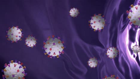 Covid-19-Zellen-Vor-Violetten-Wellen-Im-Hintergrund