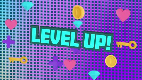 Digital-animation-of-level-up-text-over-diamond