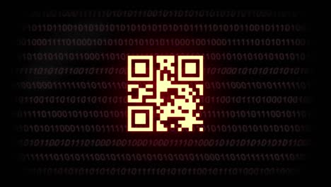 QR-code-scanner-against-binary-coding-on-black-background