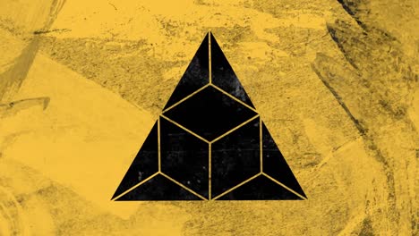 Dreieckförmiges-Design-Vor-Gelbem-Strukturiertem-Hintergrund