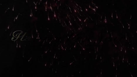 Digitale-Animation-Des-Goldenen-Neujahrstextes-Vor-Explodierenden-Feuerwerkskörpern-Auf-Schwarzem-Hintergrund