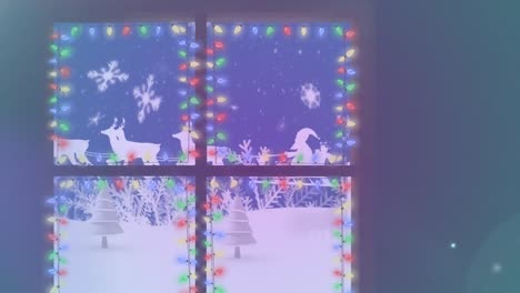 Animation-Einer-Winterlandschaft,-Gesehen-Durch-Das-Fenster