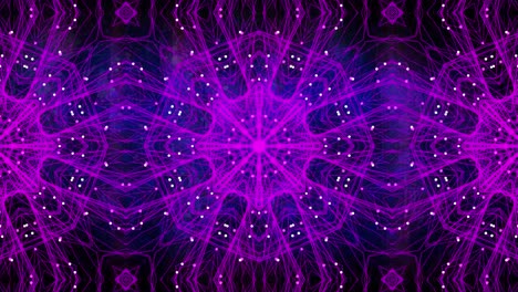 Digitale-Animation-Violetter-Kaleidoskopischer-Formen,-Die-Sich-In-Hypnotischer-Bewegung-Vor-Blauem-Hintergrund-Bewegen